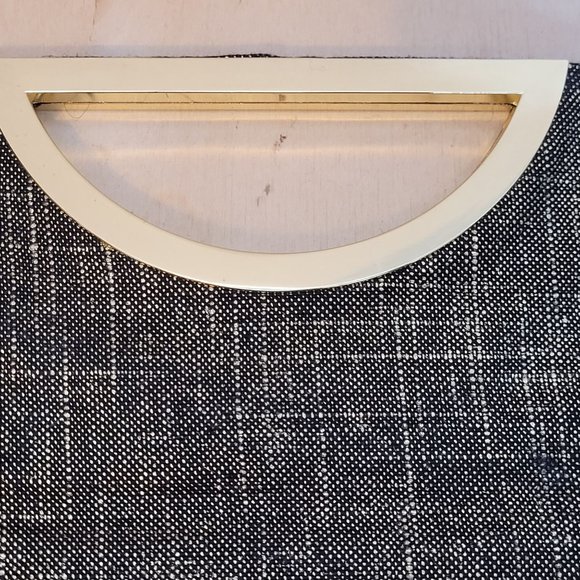 Style and Co Evening Bag Flat Black Gold Magnetic Close Handles 13 x 10.5 Inches - Picture 3 of 8